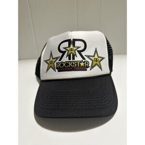 Rockstar Energy Drink Trucker Hat Black/White Snapback Cap Mesh Back